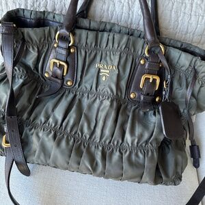 Prada Tessuto Gaufre Bag Dark Green